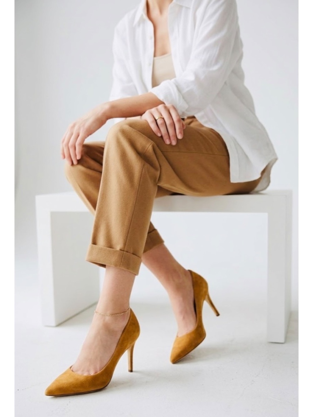 J.Crew Caramel Suede Pointed Toe Stiletto Heels Pumps Size 8.5